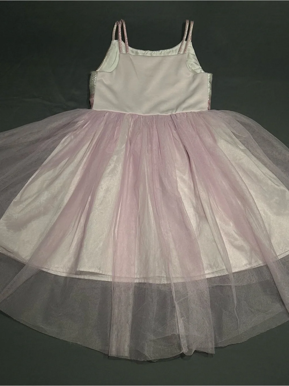 Cat & Jack Girls Pink Glitter Stripe Top High-Low Tulle Party Dress